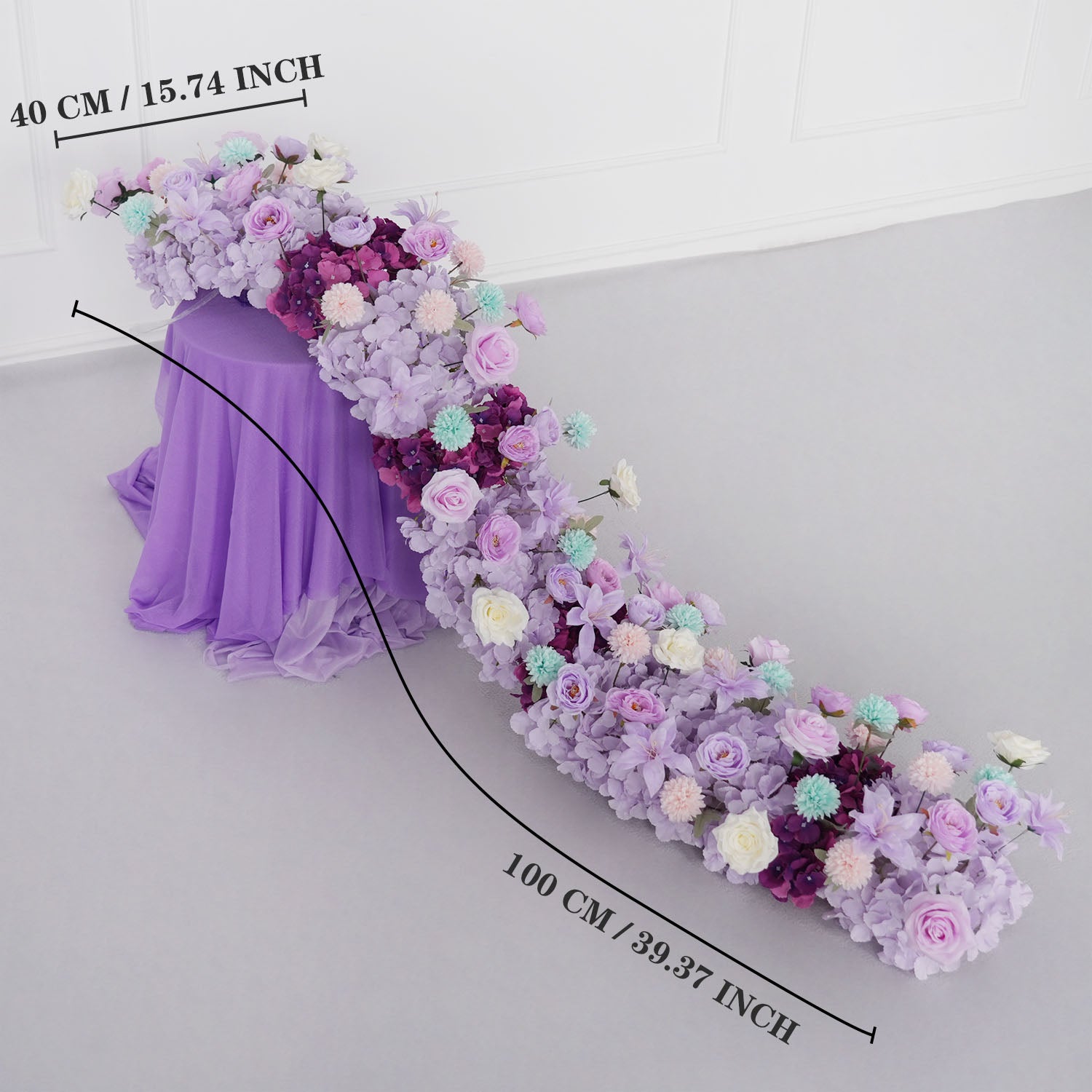 Uflower Purple Table Runner Arrangement Wedding Backdrop Wall Decor